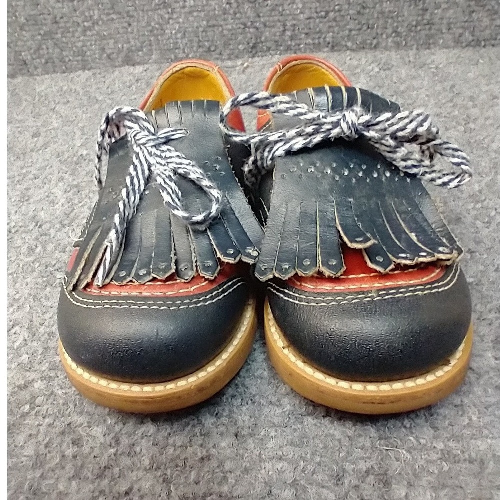 Footmates Vintage infant Red Black Leather Kiltie Oxford Shoes Made in USA 6.5 D - Picture 2 of 12